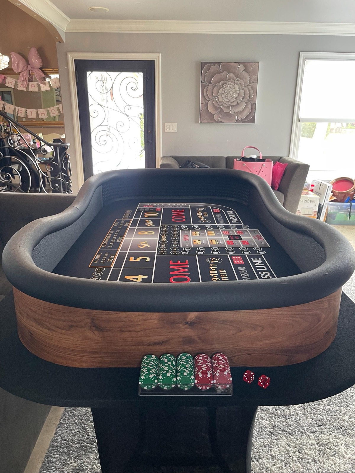 Photo 5 of Wood-Look Craps Table with Blue ATS Layout