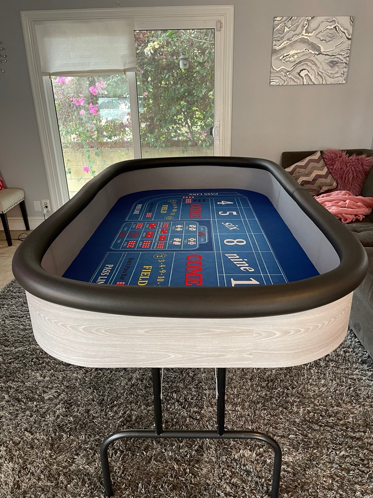 Photo 7 of Gray Wood Craps Table with Blue Layout
