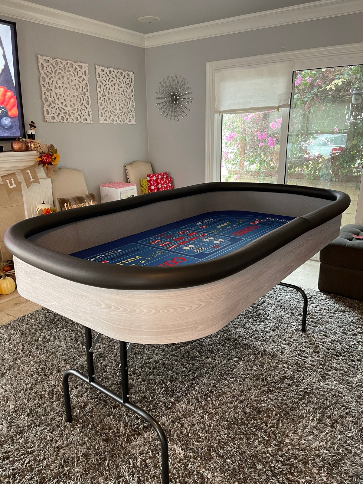 Photo 10 of Gray Wood Craps Table with Blue Layout