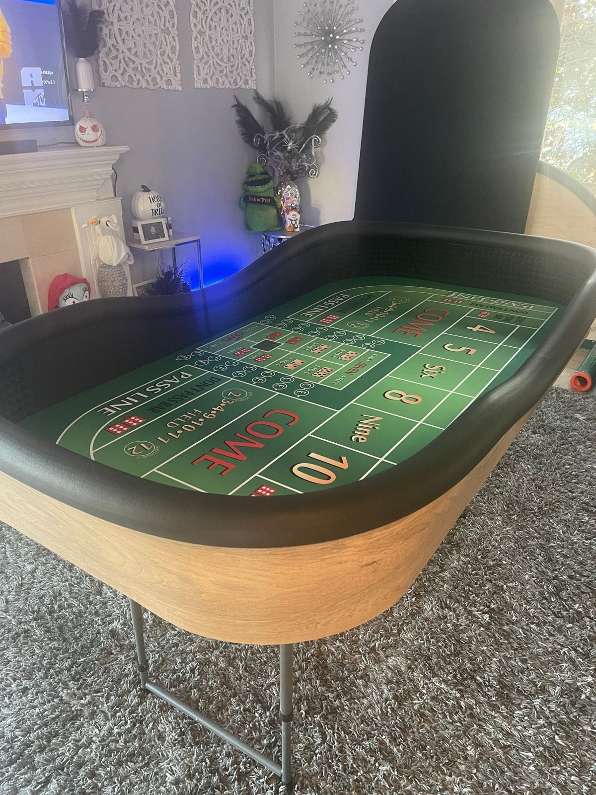 Photo 2 of Light Brown Craps Table with Green Felt