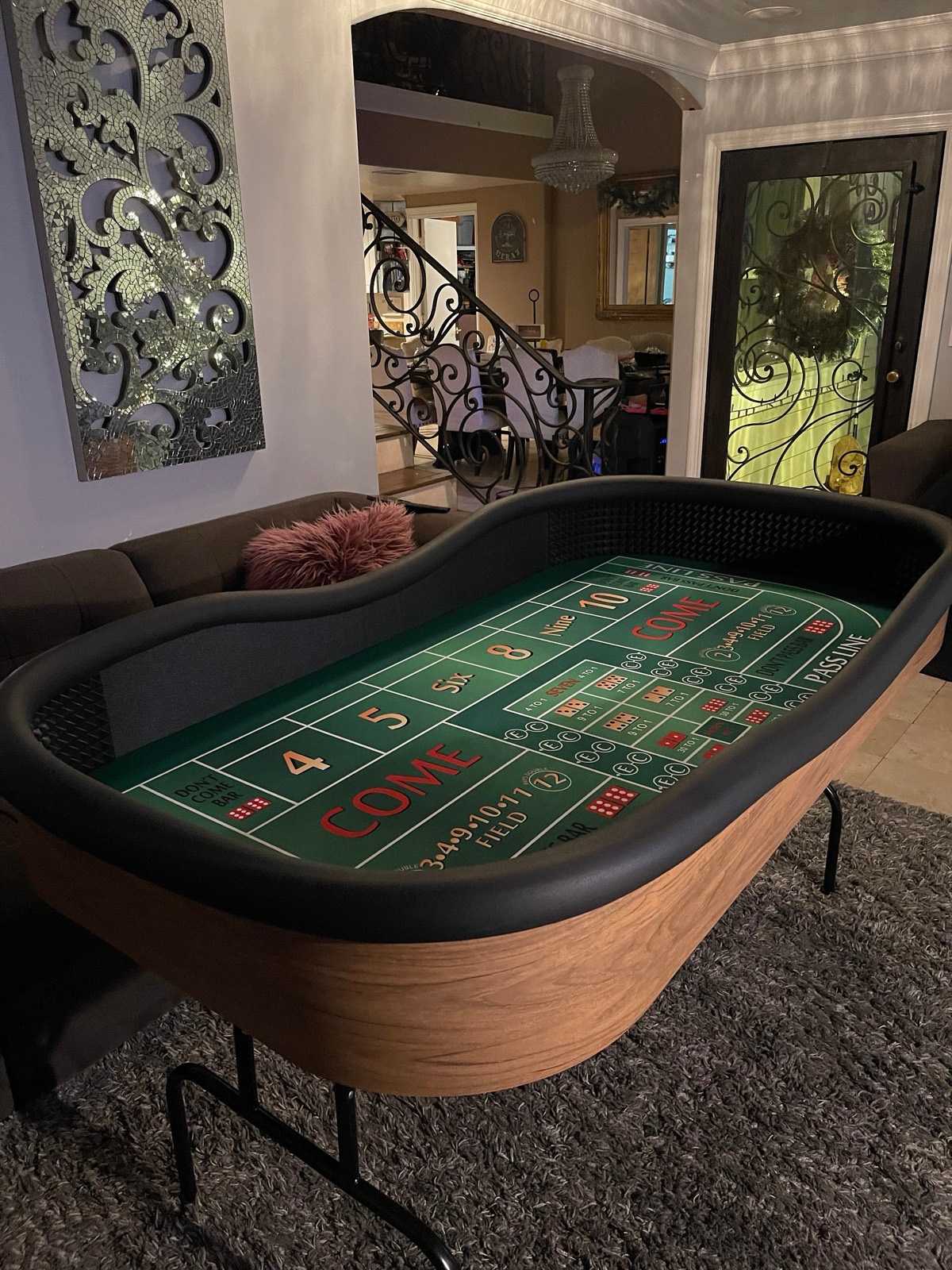 Photo 3 of Light Brown Craps Table with Green Felt