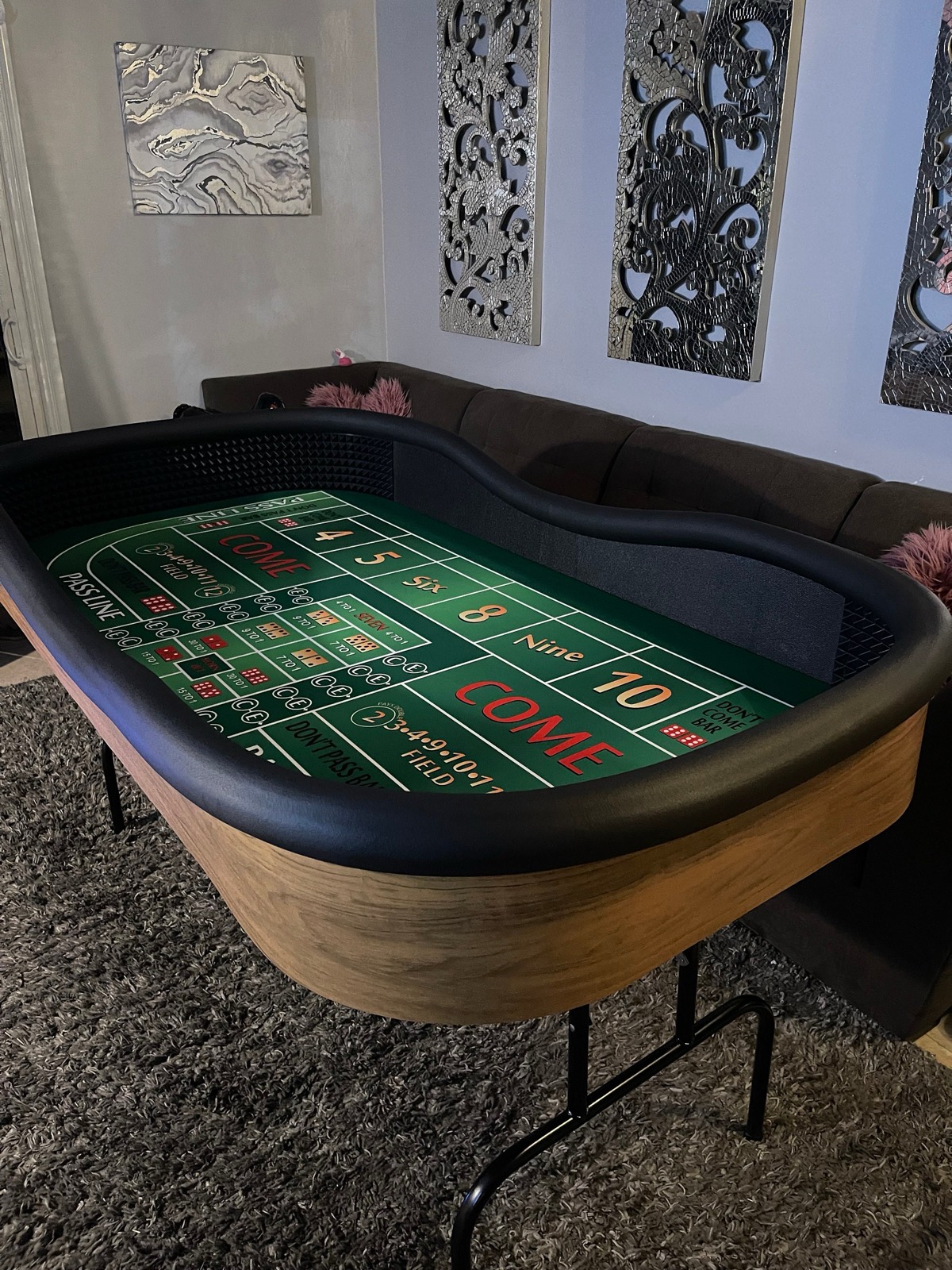 Photo 4 of Light Brown Craps Table with Green Felt