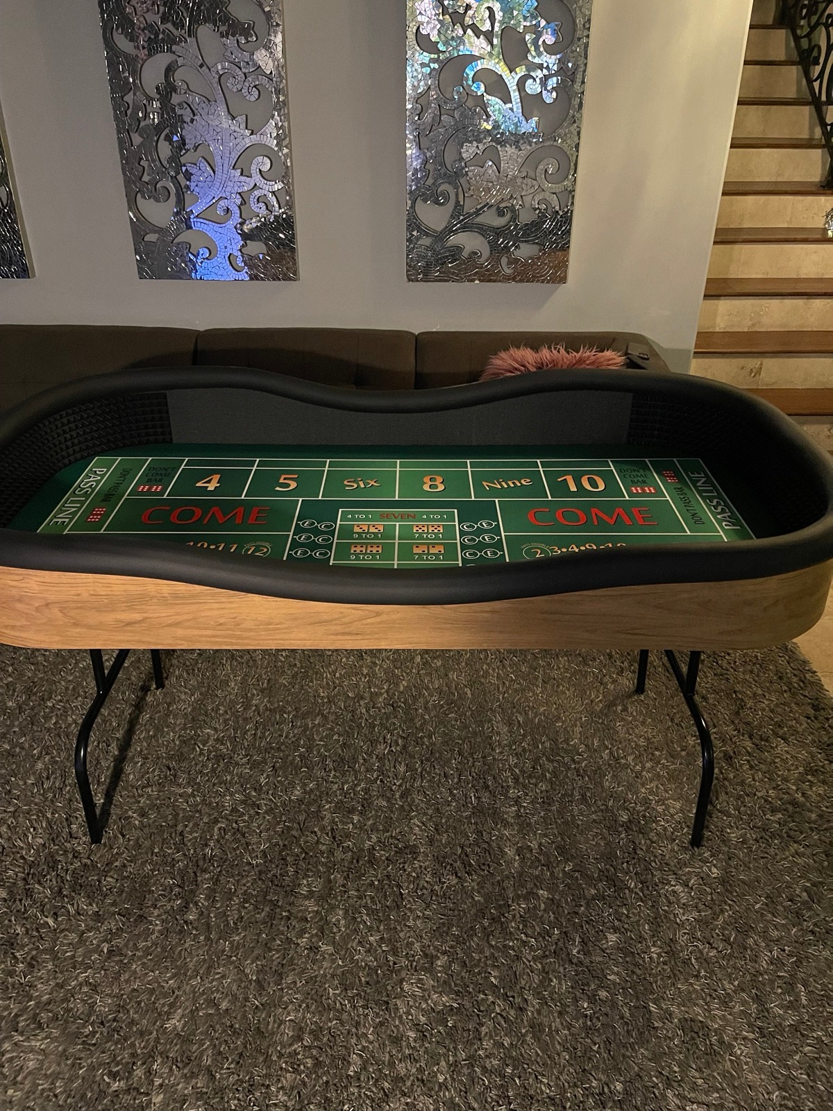 Photo 6 of Light Brown Craps Table with Green Felt