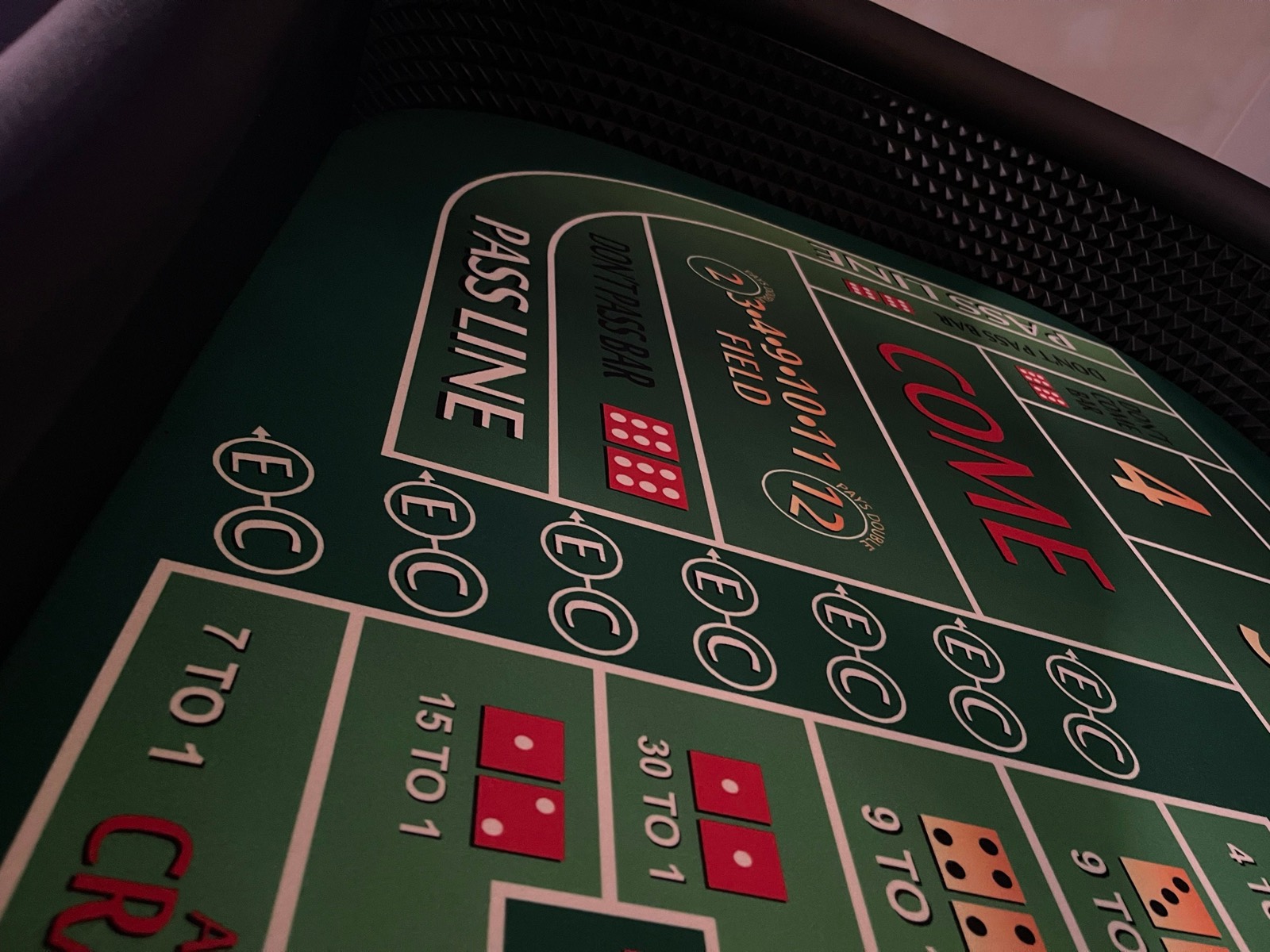 Photo 8 of Light Brown Craps Table with Green Felt